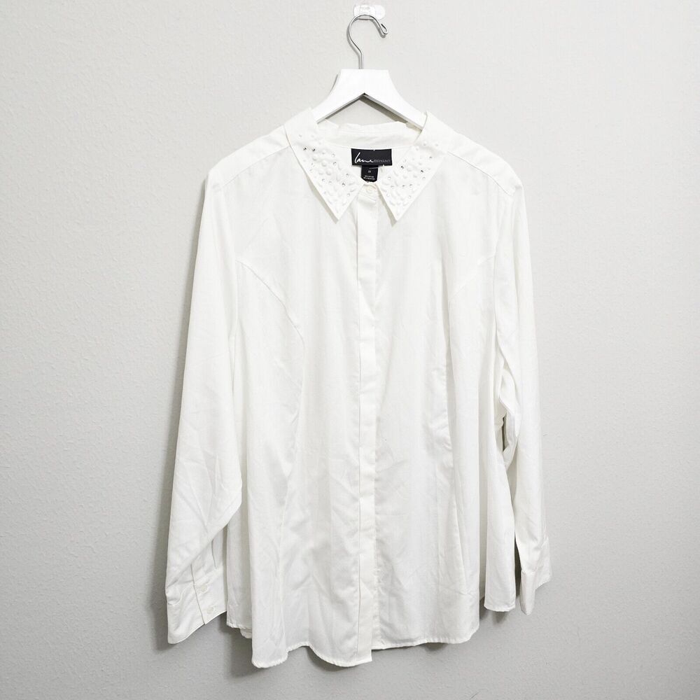 New Lane Bryant White Embellished Blouse Size 28 NWT